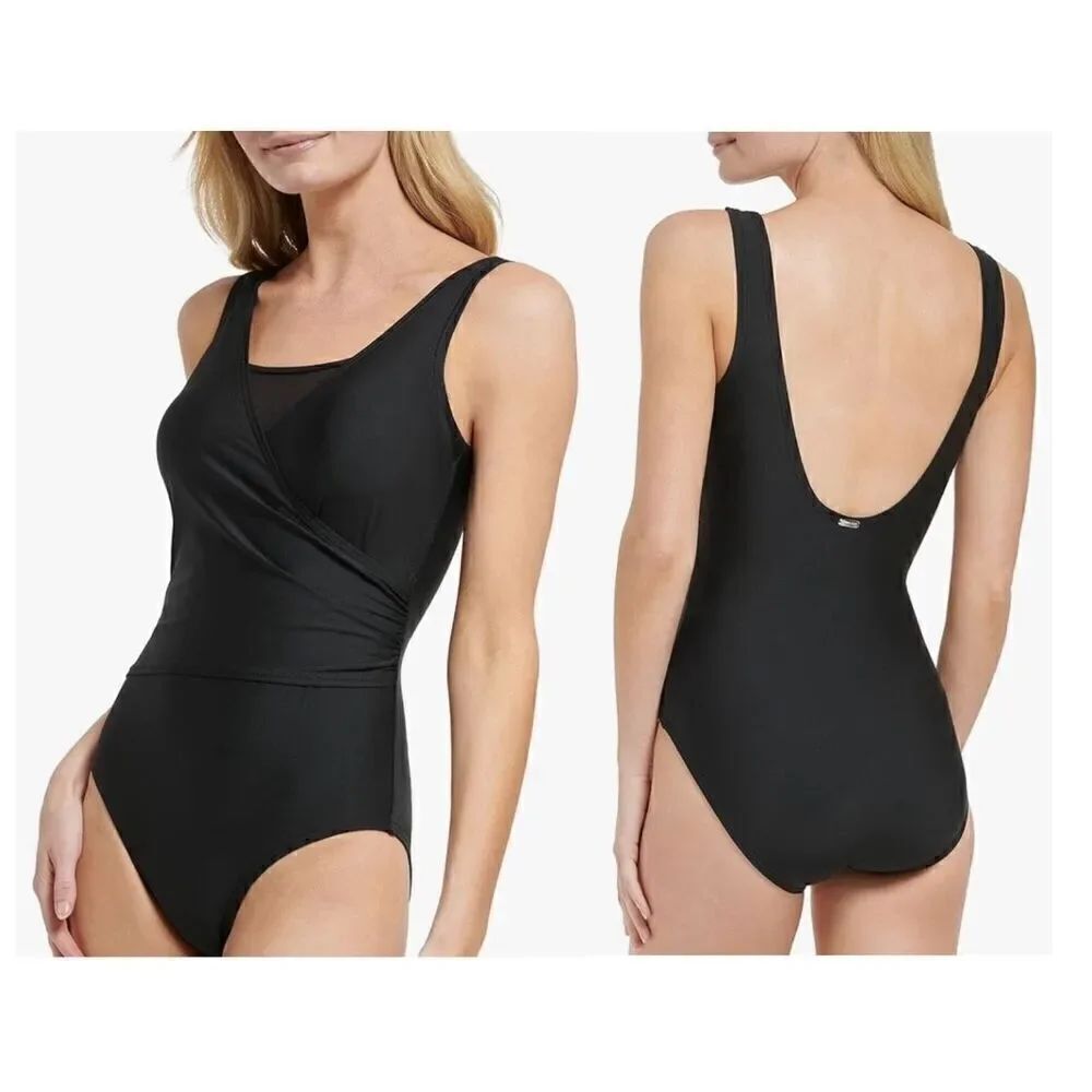 Calvin Klein Women's Starburst Pleat Full Coverage One Piece Swimsuit